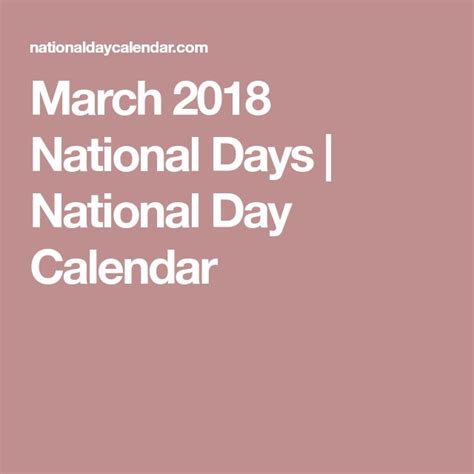 March 2018 National Days National Day Calendar National Day