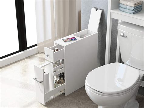 Spirich Home Slim Bathroom Storage Cabinet Free Standing Toilet Paper