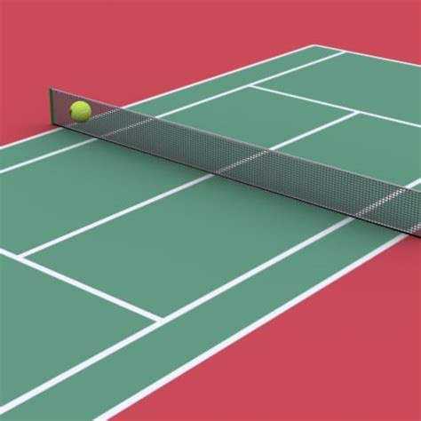 Tennes ball over black net. 3ds max tennis court ball