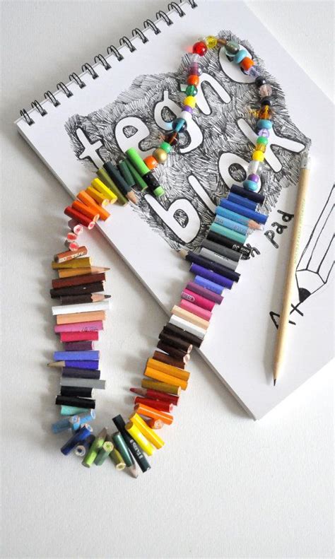 Colored Pencil Necklace Pencil Jewelry Colored Pencil Jewelry