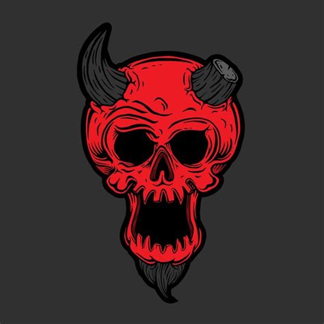 Premium Vector Devil Skull Illustration Hand Drawn