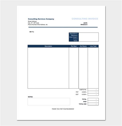 Free Consultant Invoice Template Word Excel And Pdf