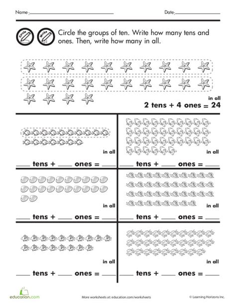 Groups Of 10 Worksheet For 1st 2nd Grade Lesson Planet