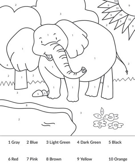 Nice Elephant Color By Number Download Print Now
