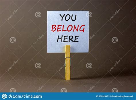 You Belong Here Symbol Wooden Clothespin With White Paper Words You