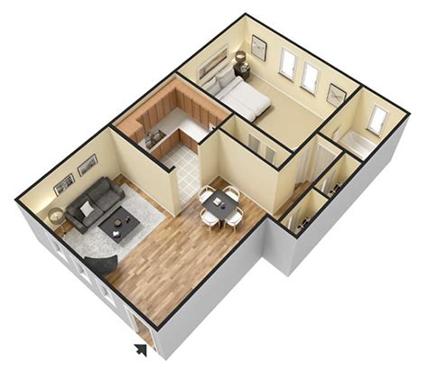 650 Square Feet Apartment Floor Plan