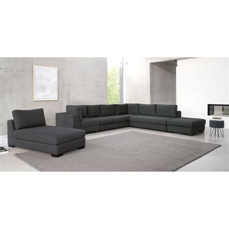 Soft cotton is durable, feels nice to the touch and will give the sofa a classic look. 2 seater cotton armless modular sofa in slate grey Terence ...