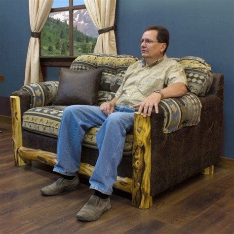 Beartooth Aspen Log Trimmed Upholstered Loveseat Rustic Furniture