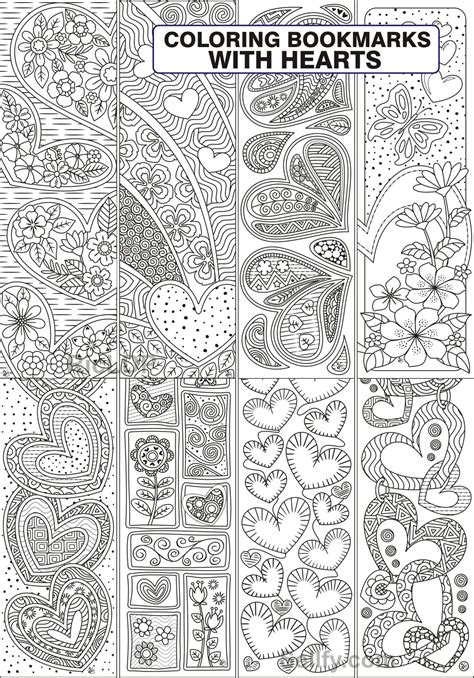 8 Coloring Bookmarks With Hearts Ricldp Artworks