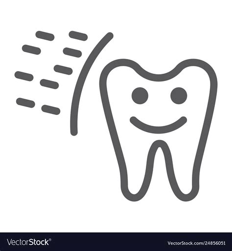 Protected Tooth Line Icon Mouth And Dental Vector Image