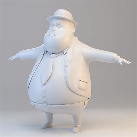 Cartoon Fat Inspector 3d Model Cgtrader