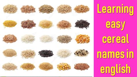 Cereals Vocabulary In English Cereal Vocabulary Words Listen And