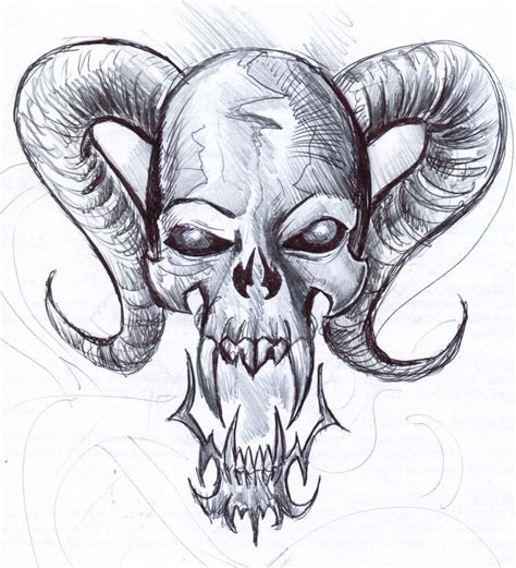 Pencil Drawings Of Demon Skulls Skull Under Skin Skulls Drawing Easy