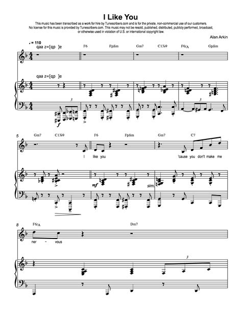 Tunescribers I Like You Sheet Music