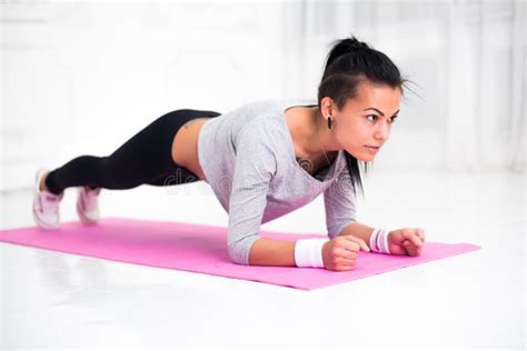 Sporty Fit Sliming Girl Doing Plank Exercise In Stock Image Image Of