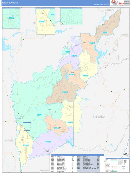 Yuba County Ca Zip Code Maps Color Cast