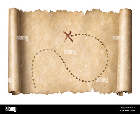 Old Pirates Scroll Map With Marked Treasure Location Stock Photo Alamy