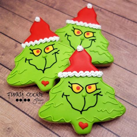 Grinch Christmas Tree Cookie Grinch Cookies Iced Cookies Cookies