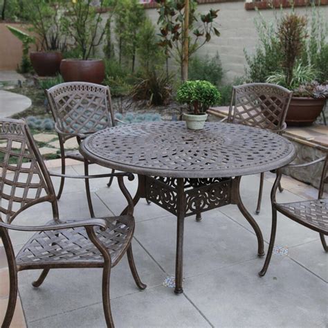 Darlee Sedona 5 Piece Cast Aluminum Patio Dining Set Mocha Bbqguys