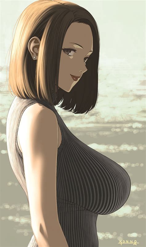 Brunette Big Boobs Short Hair Anime Girls Anime Huge Breasts Phone