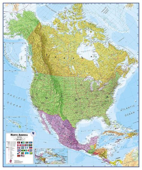 Large North America Wall Map Political Laminated Fruugo Nl