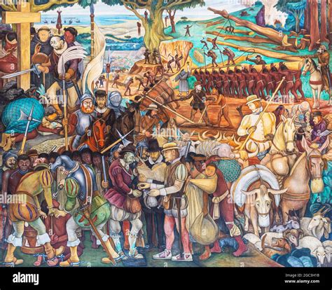 Llegada De Hernán Cortés A Veracruz Mural De Diego Rivera Palacio