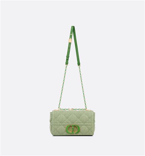 Medium Dior Caro Bag Bright Green Macrocannage Denim Dior