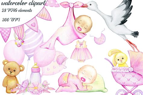 Stork Baby Shower Clipart Nursery Art Illustration Par Lia Lait1111g