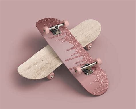 Girly Cool Pink Rose Gold Glitter Sparkle Drips Skateboard