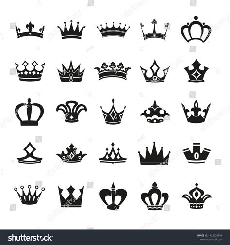 Set Simple Crown Icon Royal Symbol Vetor Stock Livre De Direitos