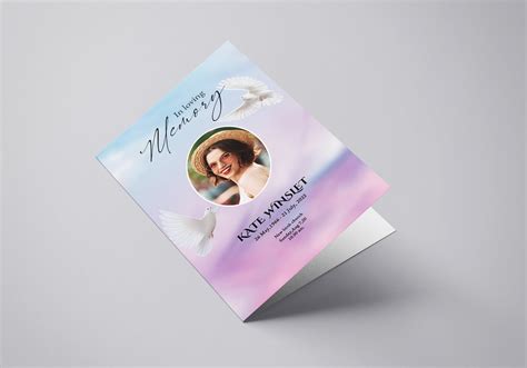 Heavenly Dove Funeral Program Template Obituary Template Etsy