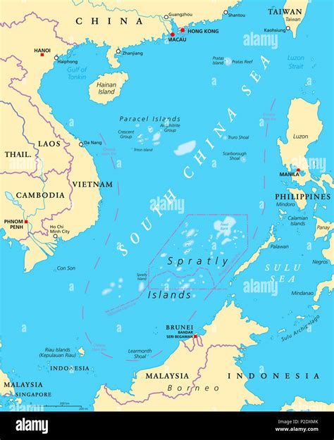 South China Sea Islands Political Map Paracel Islands And Spratly