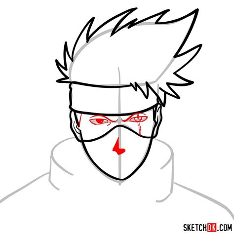 How To Draw The Face Of Kakashi Hatake Naruto Sketchok Step By Step Drawing Tutorials