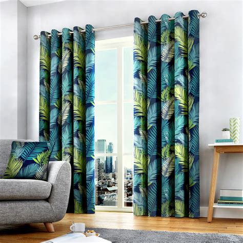 Tropical Ready Made Eyelet Curtains In Multi Terrys Fabrics