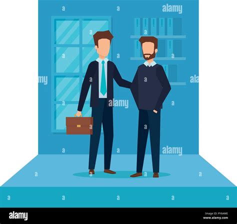 Elegant Businessmen In The Workplace Vector Illustration Design Stock