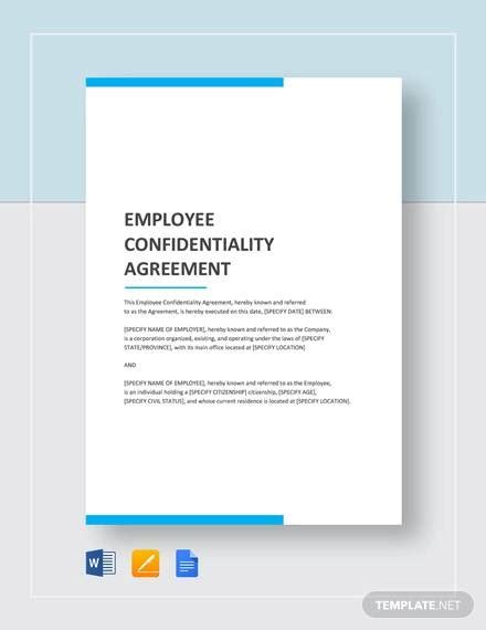 Word Employee Confidentiality Agreement Templates