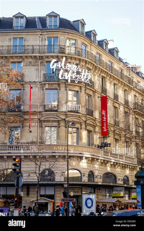 Entrance Building Galeries Lafayette Shopping Mall Paris France Stock