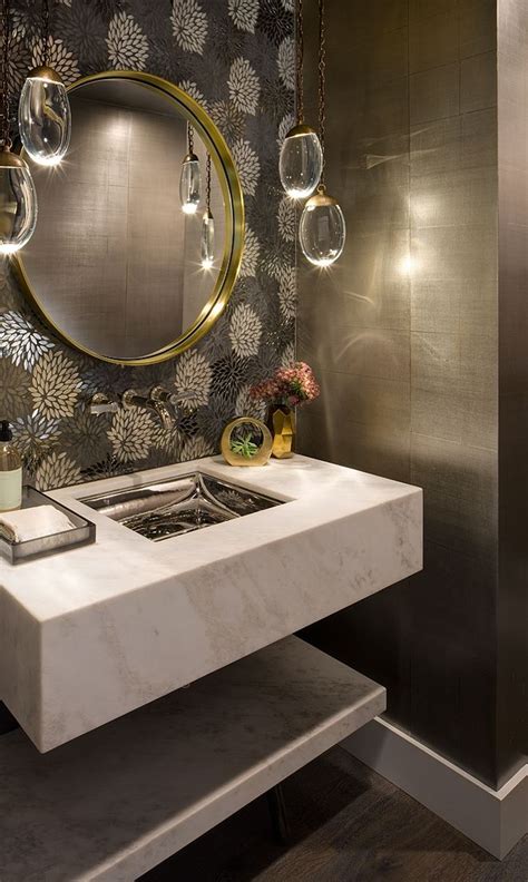 Floating Marble Vanity This Powder Room Feels Chic Tailored And