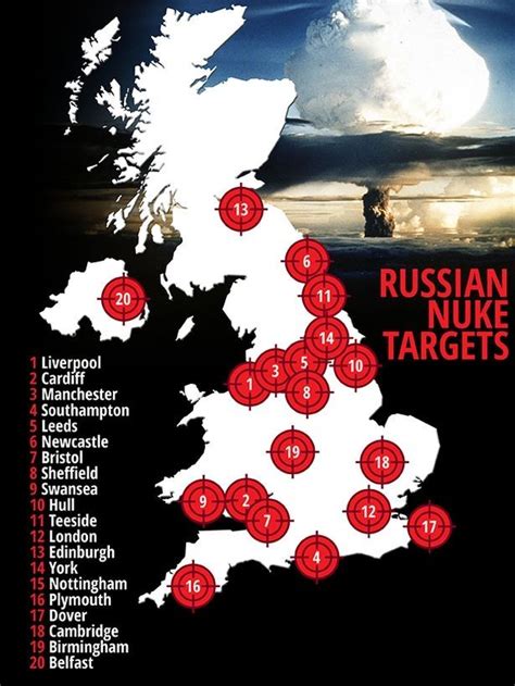 Map Of Russias Nuclear Targets In Uk War Ukraine Russia