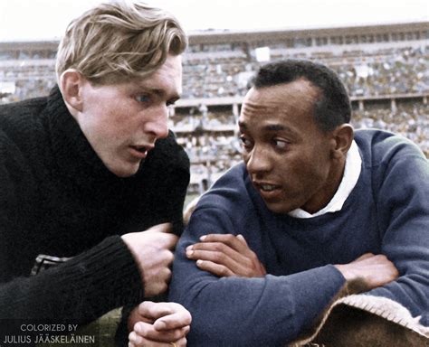 Luz Long Left Conversing With Jesse Owens Right During The Berlin