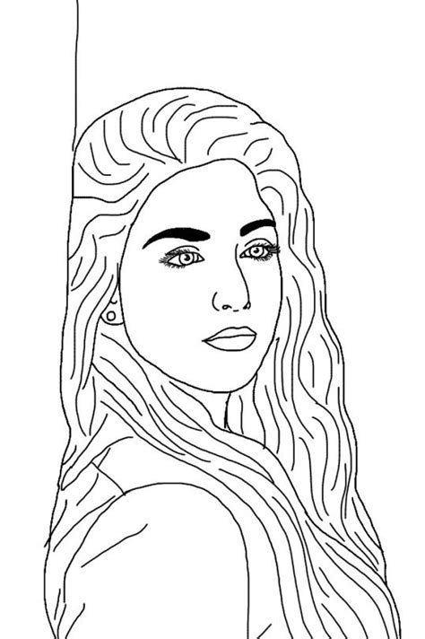Goth Art Emo Goth Outlines Coloring Pages Female Sketch Drawings