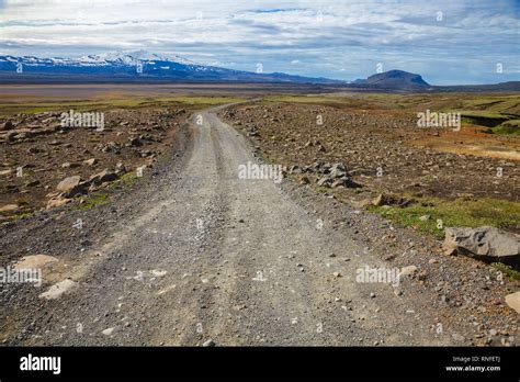 Winding Gravel Road Leading To The Hekla Hecla Stratovolcano One Of