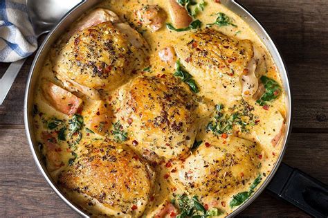 Chicken And Potatoes With Garlic Parmesan Spinach Cream Sauce