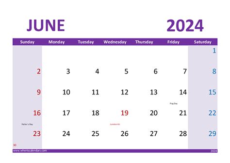 Print June 2024 Calendar Monthly Calendar