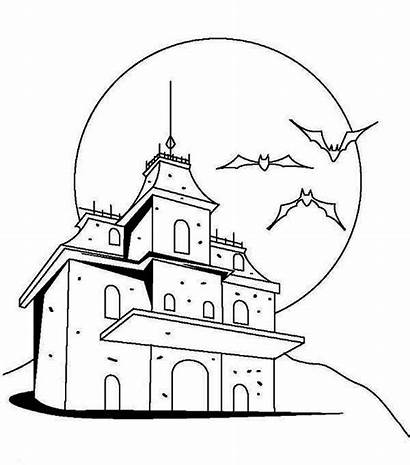 Haunted Castle Coloring Pages Mansion Dracula Drawing