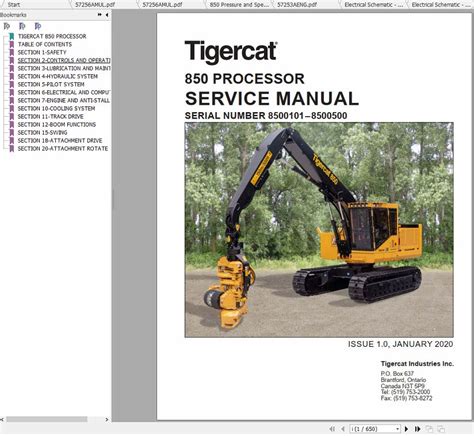 Tigercat Processor 850 8500101 8500500 Operator And Service Manual