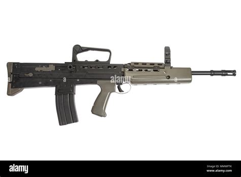 British Assault Rifle L85a1 Isolated On A White Background Stock Photo