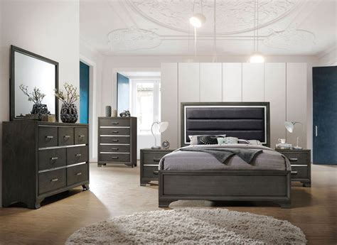 Carine Ii Gray Upholstered Panel Bedroom Set From Acme Coleman Furniture