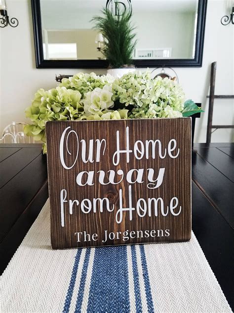 A Wooden Sign That Says Our Home Is Away From Home The Joyensns