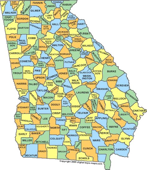 Georgia County Map Area County Map Regional City